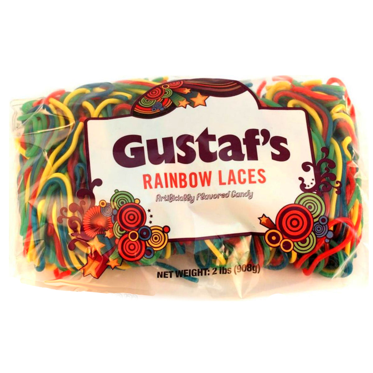 Gustaf's Shoestring Rainbow Licorice Laces 2 lb Bulk Bag
