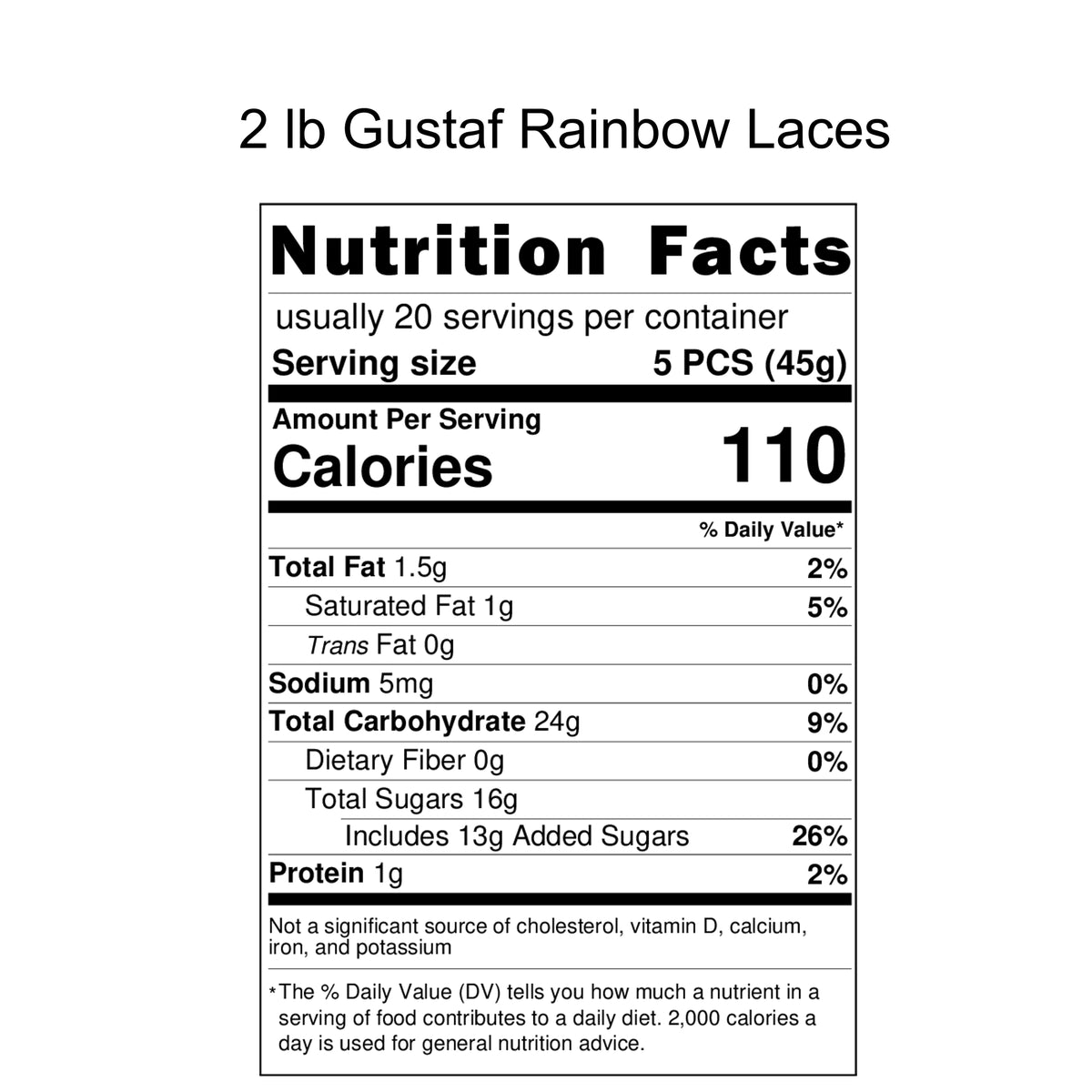 Gustaf's Shoestring Rainbow Licorice Laces  4 lbs. Packed 2/2lb Packs