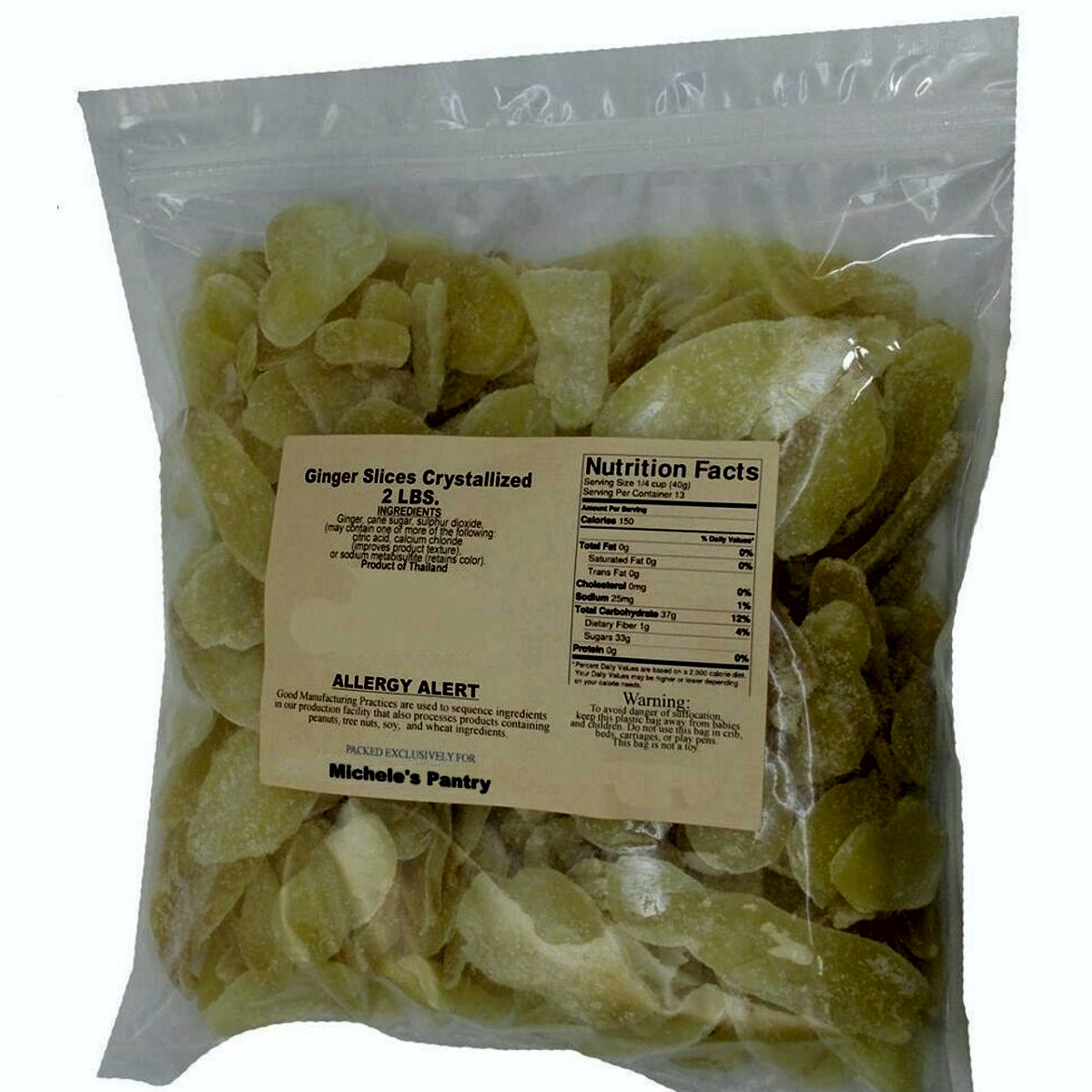 Michele's Pantry Ginger Crystalized Dried Fruit 2 lbs.